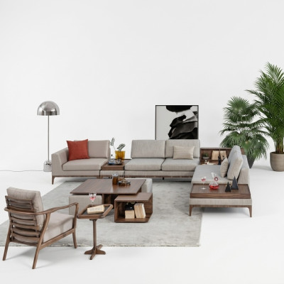 Living room corner sofa L-shape wooden corner suite sofa couches luxury furniture