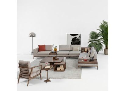 Living room corner sofa L-shape wooden corner suite sofa couches luxury furniture