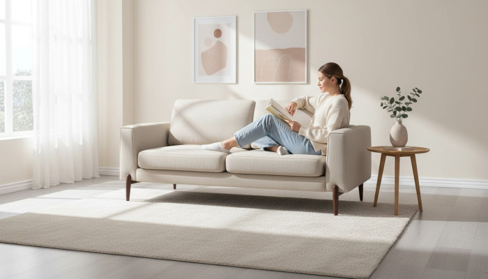 Luxury living room sofa modern design wood with textile couches sofas