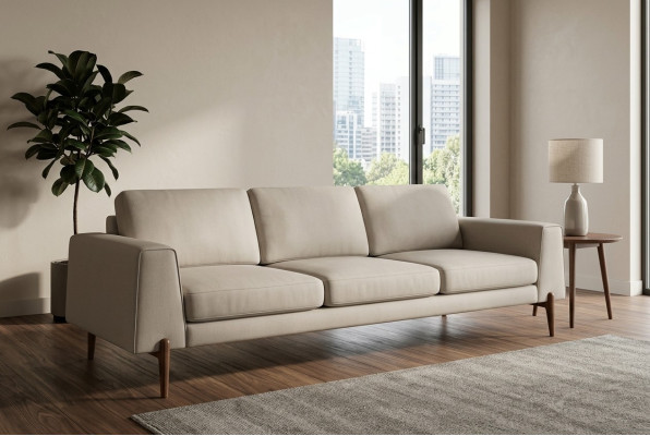 Luxury Sofa Gray Color Living Room Upholstery Textile Three-Seater Couch Couches