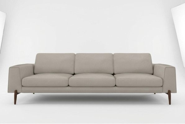 Luxury Sofa Gray Color Living Room Upholstery Textile Three-Seater Couch Couches
