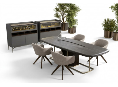 Wood Luxury Dining Room Set Modern Dining Table 4x Chairs with Sideboard Furniture