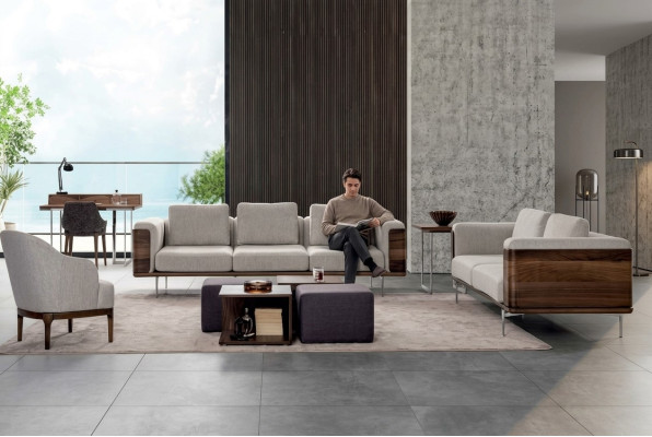 Living Room Set Luxury Modern Design 2x Sofas with Armchair Sofa Suite