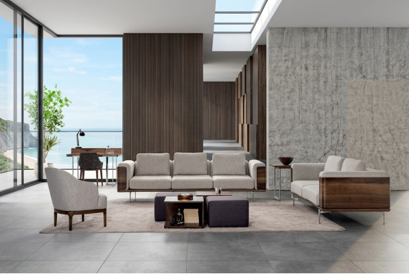 Living Room Set Luxury Modern Design 2x Sofas with Armchair Sofa Suite