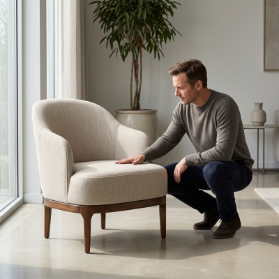Luxury Armchair for Living Room, Gray Color Design Lounge Club Furniture Single Seater