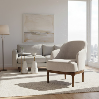 Luxury Armchair for Living Room, Gray Color Design Lounge Club Furniture Single Seater