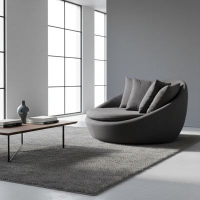 Armchair Upholstery Seat Modern Design Gray Lounge Luxury Living Room Club