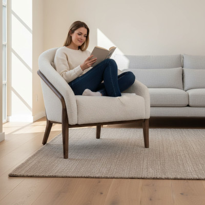 Armchair Upholstery Seat Modern Design Gray Lounge Luxury Living Room