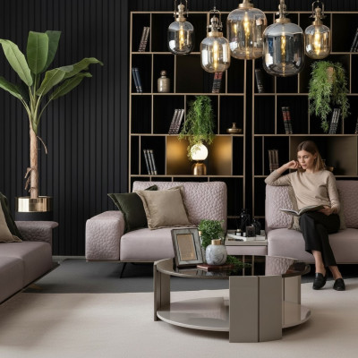 Stylish 3-seater sofa pink living room modern design sofas couches