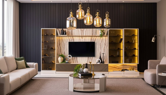 Elegant wall unit living room extension wall 388cm luxury wall units sideboard