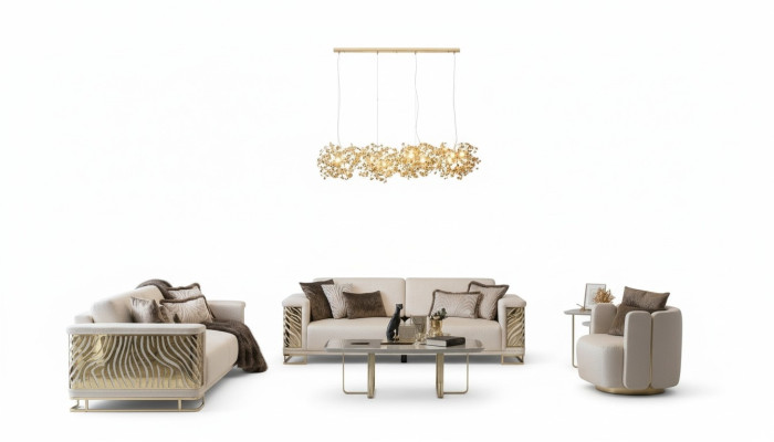 Luxury Sofa Set 4+3 Seater Armchair Coffee Table Modern 4-Piece Set Design