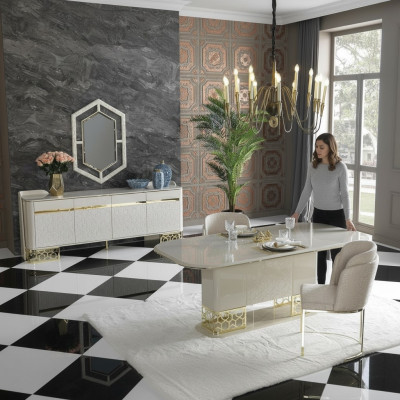 Luxury dining room set: dining table with 4 chairs, dining group, dining set, chair group.