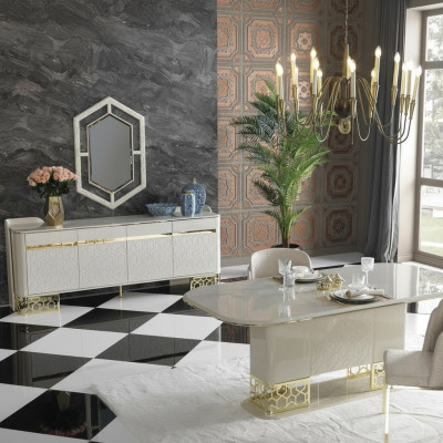 Luxury dining room set: dining table with 4 chairs, dining group, dining set, chair group.