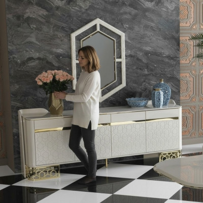 Sideboard Luxury Modern Design Living Room High-Quality Furniture Sideboard Mirror 2-piece Set
