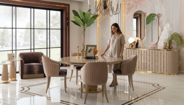 Dining set dining table 4 chairs sideboard mirror dining group dining room set 8-piece set