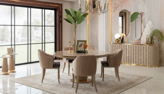 Dining set dining table 4 chairs sideboard mirror dining group dining room set 8-piece set