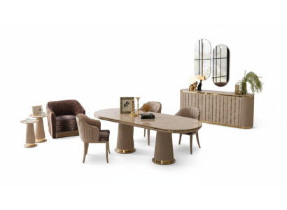 Luxury dining room set dining group dining table 4x chairs sideboard with 2x mirrors