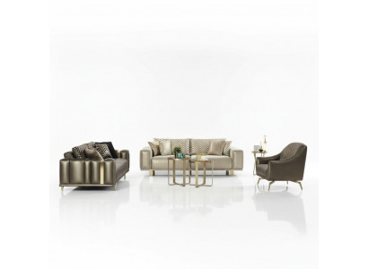 Design Sofa Set 3+2+1 Seater Modern Armchair Luxury Furniture Fabric Gold