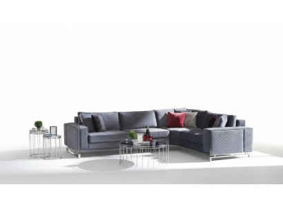 Luxury L-Shaped Corner Sofa Gray Corner Suite Textile Sofa Couch Design Sofa