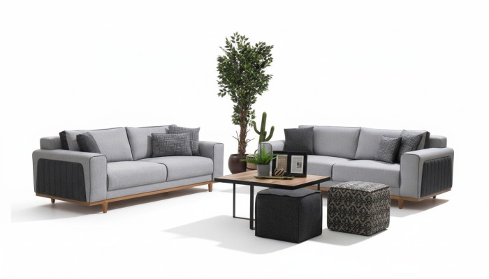 Two-seater fabric sofa couch upholstery Comfortable fabric couch two-seater fabric seat