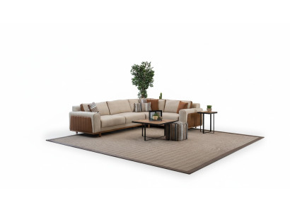 L-shaped sectional sofa living room modern luxury furniture couch corner suite beige
