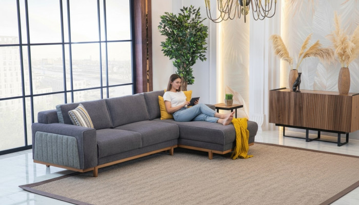 Luxury L-shaped corner sofa for living room, modern design, new and high-quality furniture