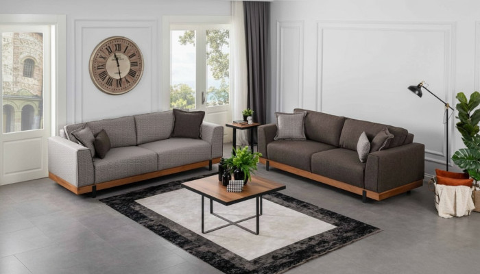 Luxury Sofa Set Brown Sofa 3+3 Seater Fabric Sofa Luxury Design