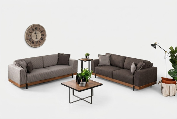 Luxury Sofa Set Brown Sofa 3+3 Seater Fabric Sofa Luxury Design