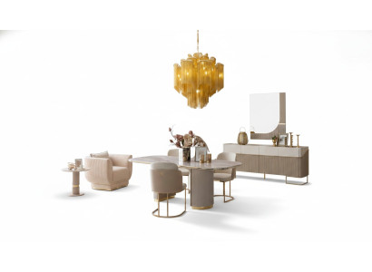 Luxury Design Dining Room Set Dining Table 4x Chairs Sideboard Mirror Furniture