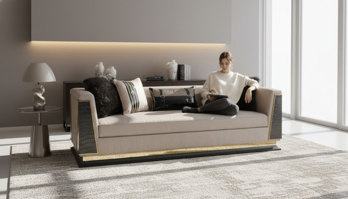 Classic sofa 3-seater design living room furniture three-seater fabric sofa