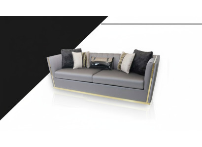 Grauer Dreisitzer Sofa Couch Polster Möbel Einrichtung 250cm xxl Couchen