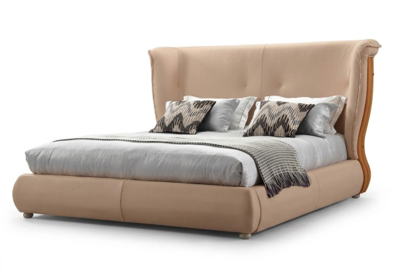 Beige bed bedroom beds double beds wooden furniture leather beds