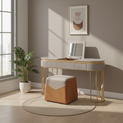 Designer beige dressing table modern wooden table luxury bedroom furniture