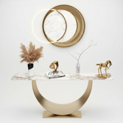 Console Living Room Side Table Modern Design Furniture Wood Gold New