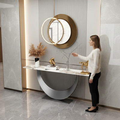 Console designer luxury modern console table stainless steel design silver