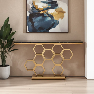 Console table stainless steel gold living room furniture consoles 140cm new