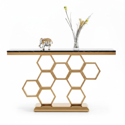 Console table stainless steel gold living room furniture consoles 140cm new