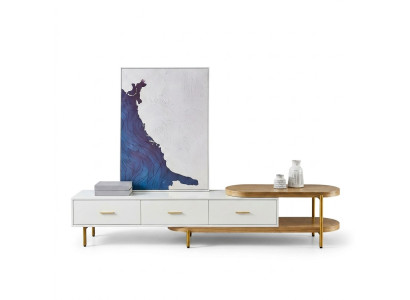 RTV lowboard drawers shelves dresser table living room wood design