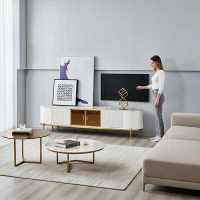 Luxury TV Lowboard TV Stand Sideboard Living Room Wood White Modern
