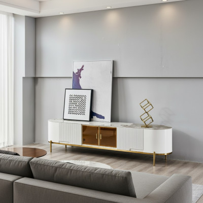 Luxury TV Lowboard TV Stand Sideboard Living Room Wood White Modern