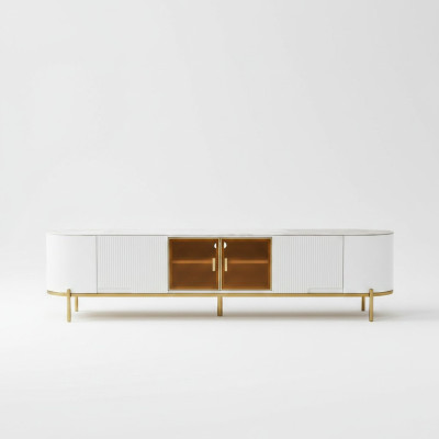 Luxury TV Lowboard TV Stand Sideboard Living Room Wood White Modern