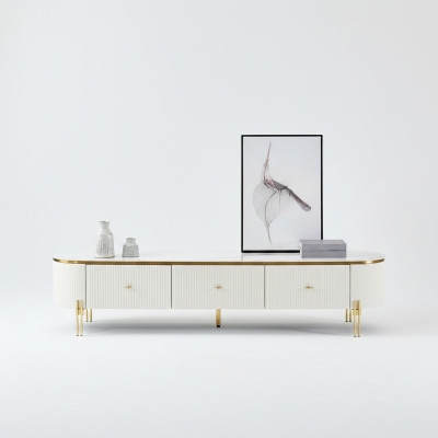 TV Stand RTV Lowboard White Modern Living Room Sideboard Wood New