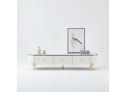 TV Stand RTV Lowboard White Modern Living Room Sideboard Wood New