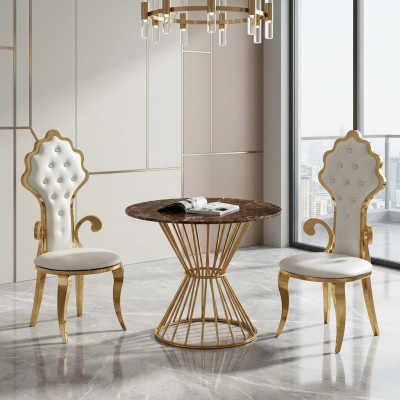 Dining table coffee table living room gold luxury design round table stainless steel
