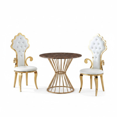 Dining table coffee table living room gold luxury design round table stainless steel