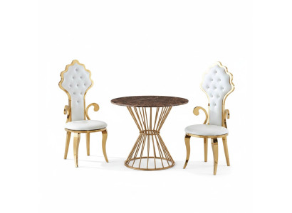 Dining table coffee table living room gold luxury design round table stainless steel
