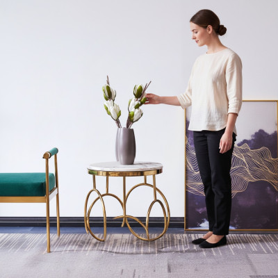 Side table table side designer furniture gold round stainless steel table