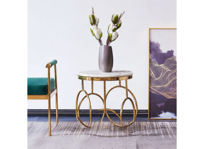 Side table table side designer furniture gold round stainless steel table