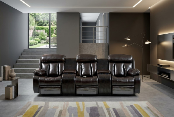 Elaborate living room sofa 3-seater living room furniture deluxe sofa brown