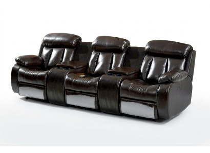 Elaborate living room sofa 3-seater living room furniture deluxe sofa brown